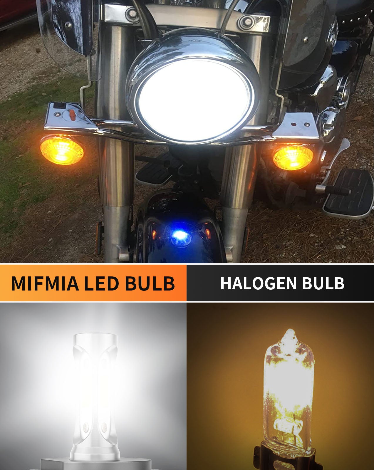 MIFMIA H4 LED Headlight Bulb Motorcycle, 500% Brighter 9003 Light Bulb Hi/Lo Beam 6000K White, Plug and Play Halogen Replacement, Pack of 1