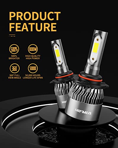MIFMIA H11 9005 LED Headlight Bulbs Combo, 500% Brighter 6500K Cool White High and Low Light Bulbs Halogen Replacement, Pack of 4