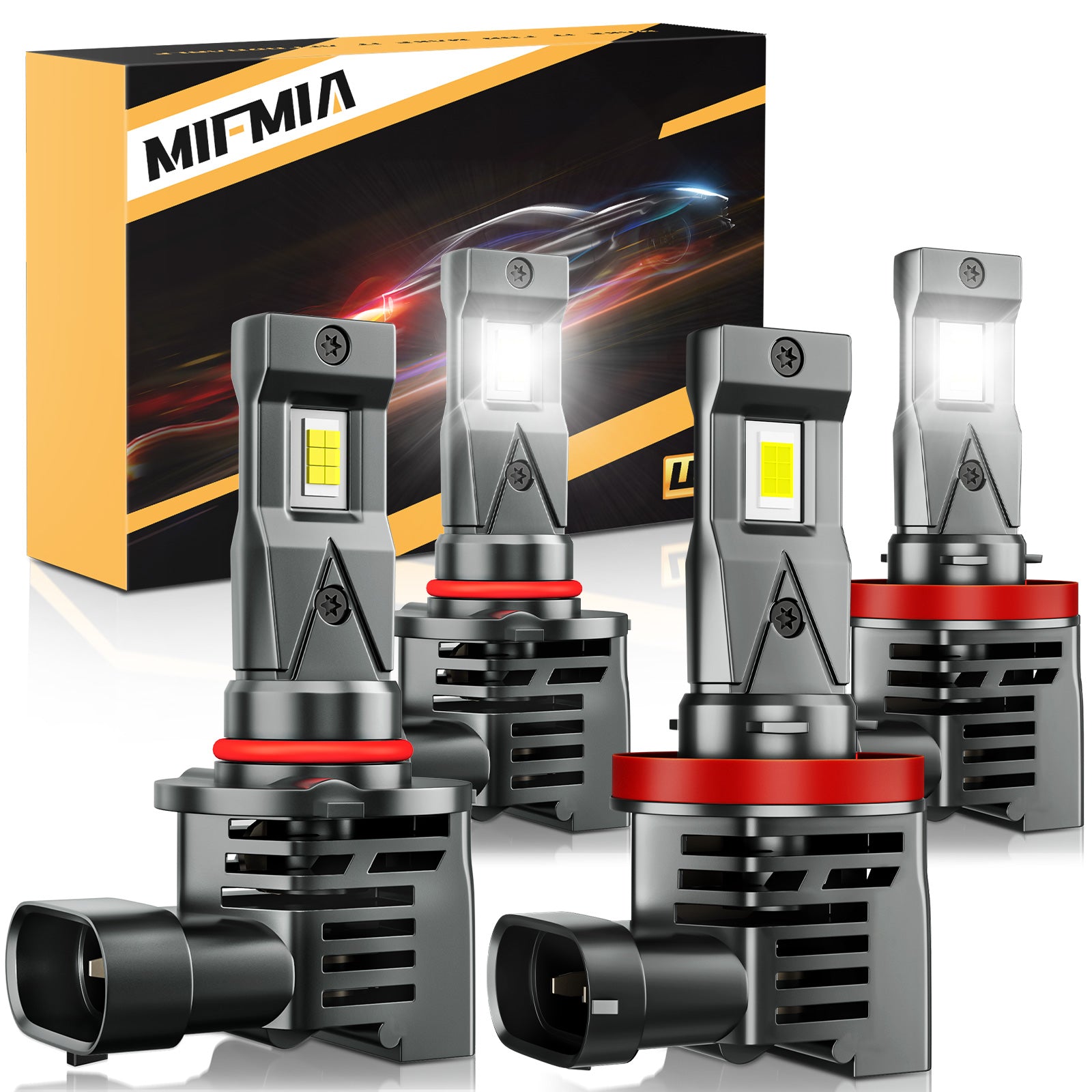 MIFMIA 9005 H11 Combo LED Headlight Bulbs High and Low Beam 600% Brigh